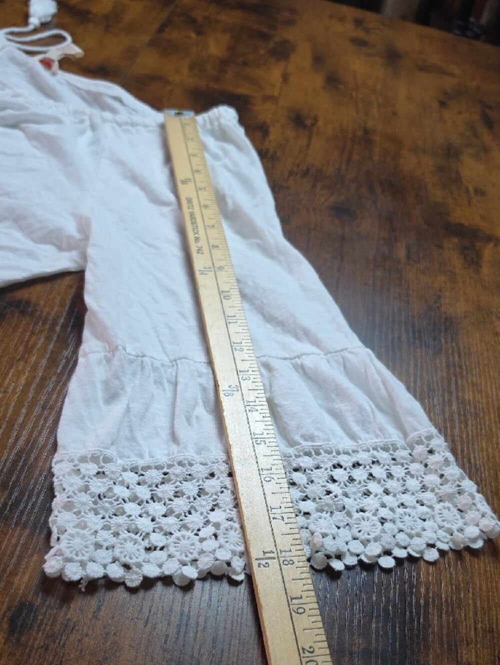 SUNDANCE | White Cotton Crochet Lace Tiered Bell Sleeve Peasant Swing Blouse | L - Picture 5 of 10